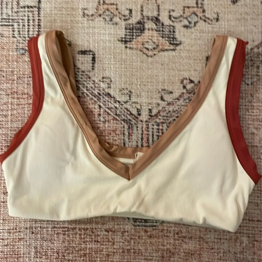 l*space Lala Ribbed Bikini Top Cream Putty Brick XL‎ NEW